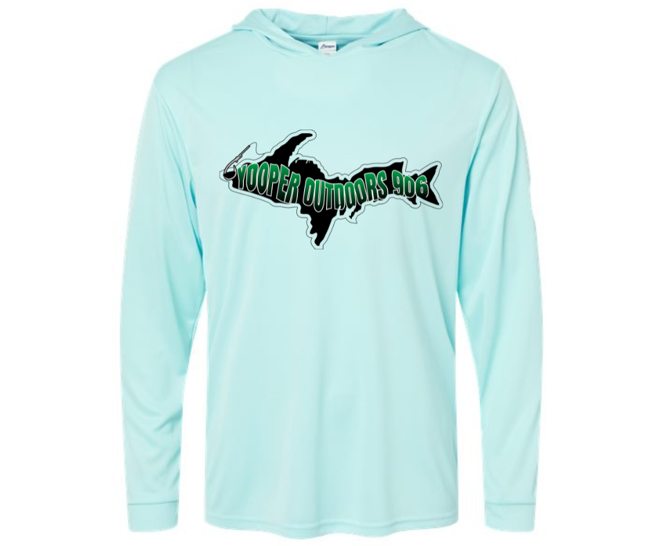 Performance Hooded Long Sleeve T-Shirt Aqua Blue
