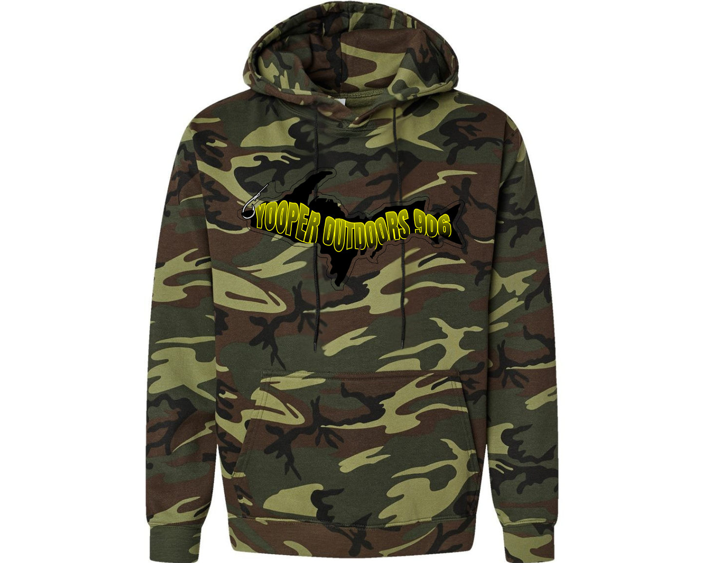 Yooper CAMO Hoodie Yellow Design