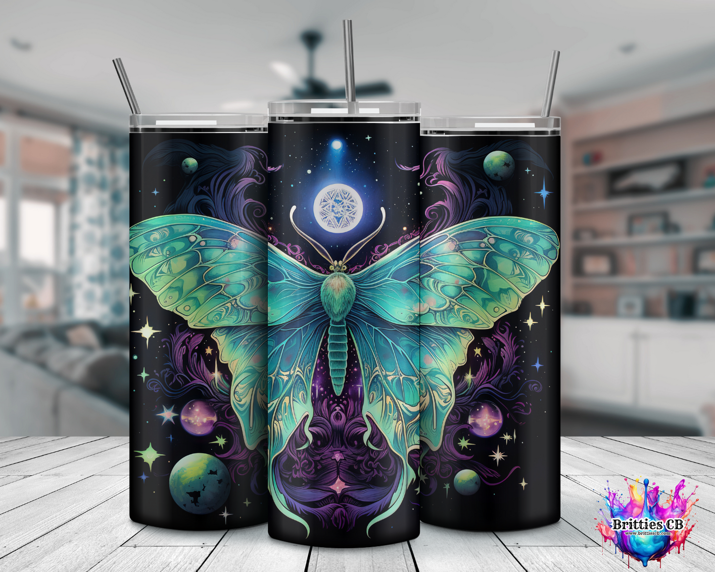 Vibrant Moth tumbler