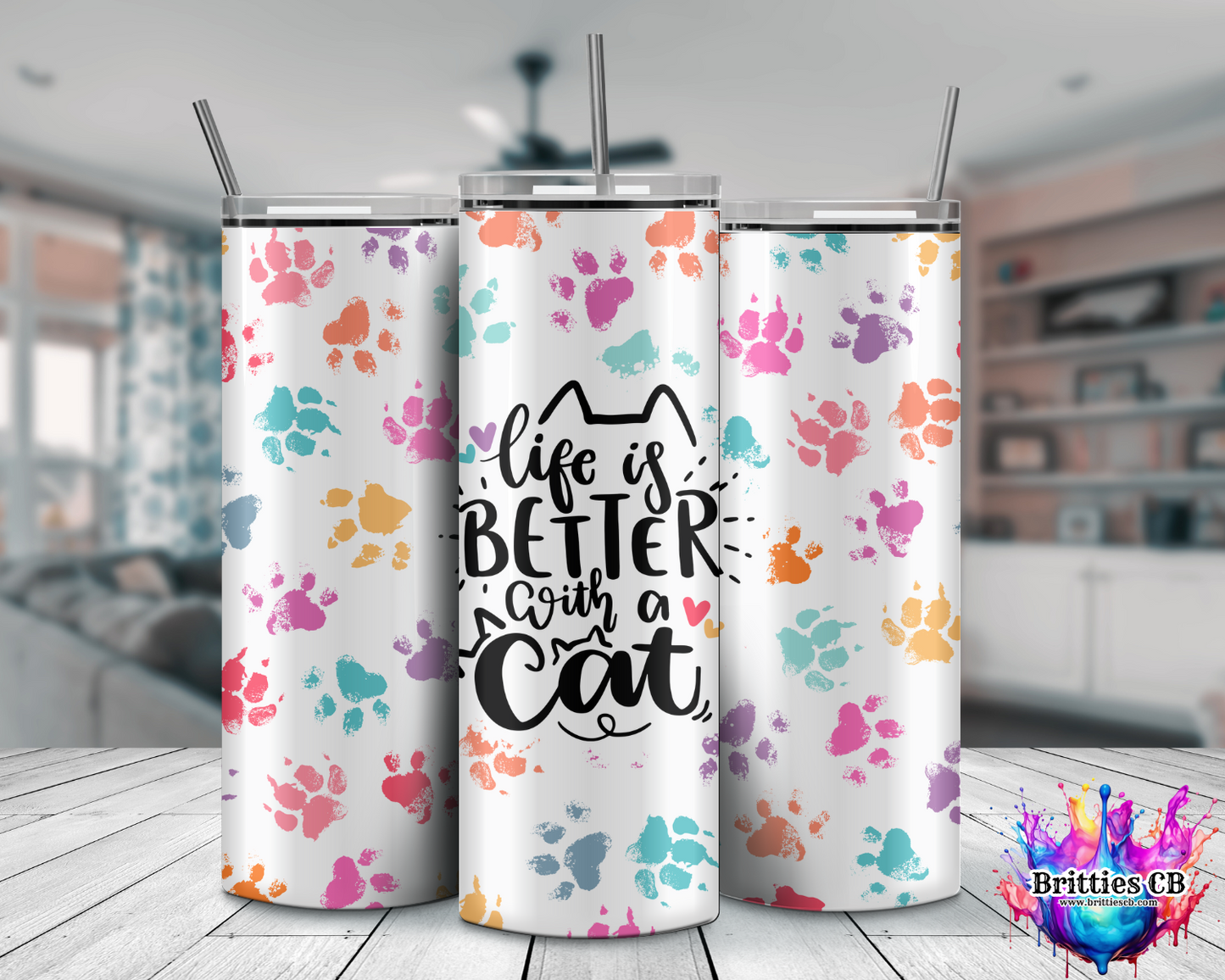 Life is better with cats tumbler