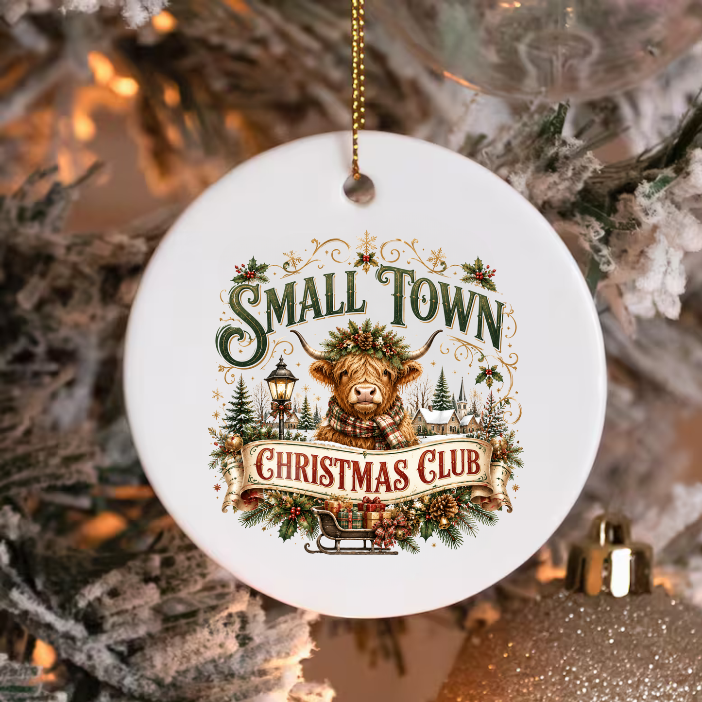 SMALL TOWN COW CHRISTMAS CLUB ORNAMENT