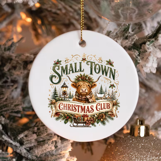 SMALL TOWN COW CHRISTMAS CLUB ORNAMENT