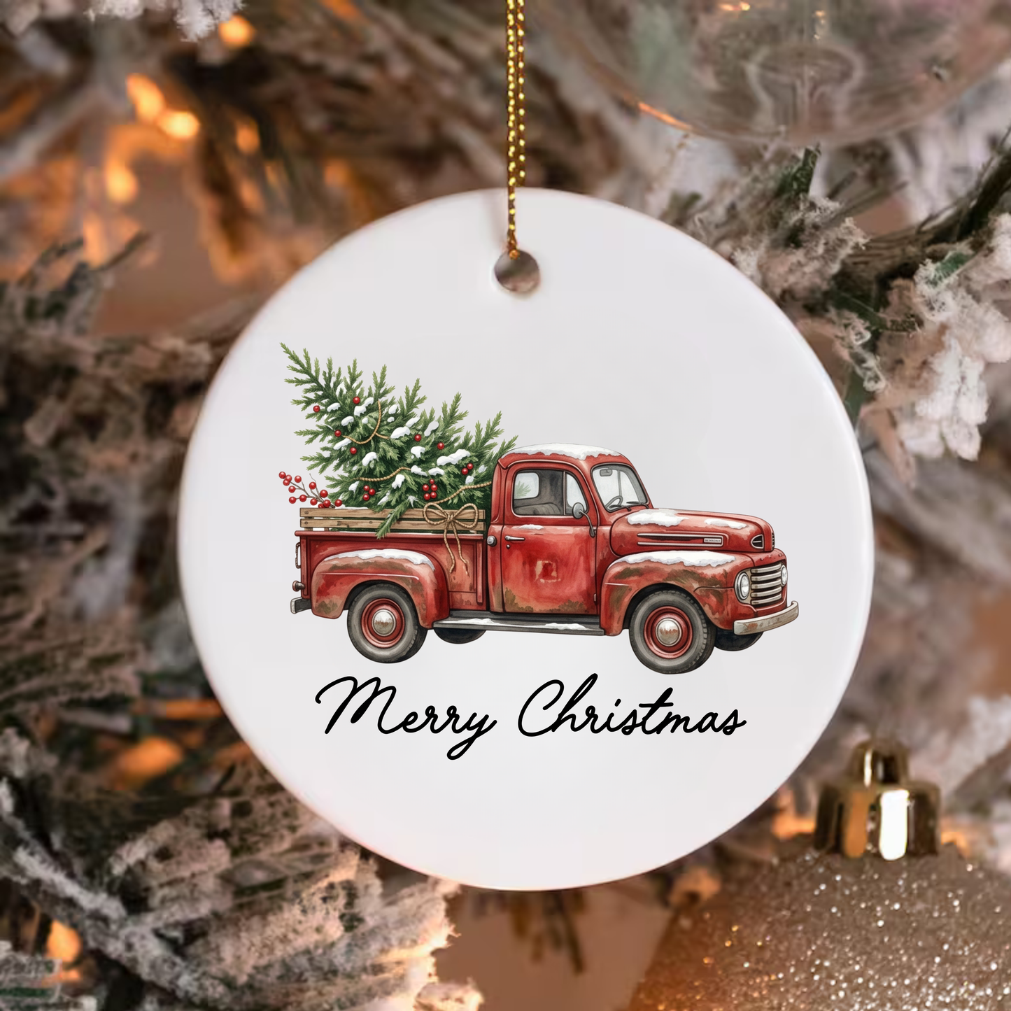 RED TRUCK CHRISTMAS ORNAMENT
