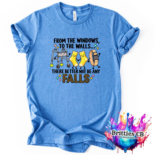 Blue Bella Canvas falls prevention funny graphic tee